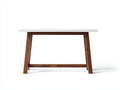 Console 120×35×78 cm - piano bianco e legno marrone scuro - struttura aperta con traversa per camera da letto