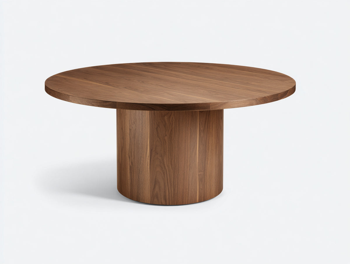 Tavolino Da Caffè 100×100×42 cm - legno noce naturale - piano circolare con base cilindrica compatta per soggiorno