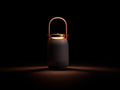 Lampada da scrivania portatile 17×17×36 cm - corpo marrone scuro e maniglia rame - illuminazione diffusa verticale per camera da letto