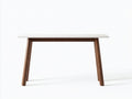 Console 115×36×78 cm - piano bianco e legno marrone noce - gambe inclinate con struttura essenziale per camera da letto