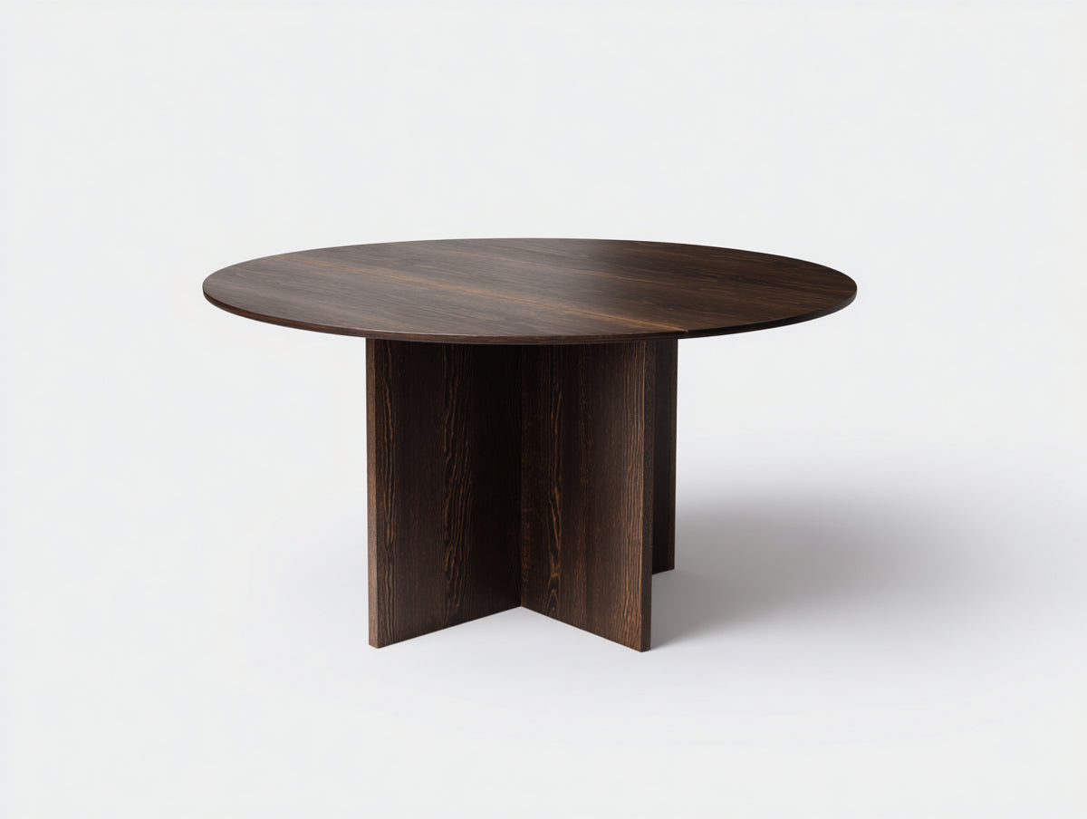 Tavolino Da Caffè rotondo 95×95×45 cm - legno marrone scuro - base incrociata per soggiorno
