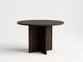 Tavolino Da Caffè 100×100×43 cm - legno marrone scuro - piano circolare con base a pannelli incrociati per soggiorno
