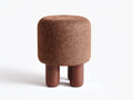 Pedale imbottito 43×43×54 cm - tessuto marrone ramato puntinato - seduta cilindrica con tre gambe per Camera Da Letto
