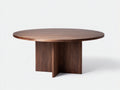 Tavolino Da Caffè 110×110×43 cm - legno noce - piano circolare con base a pannelli incrociati per soggiorno