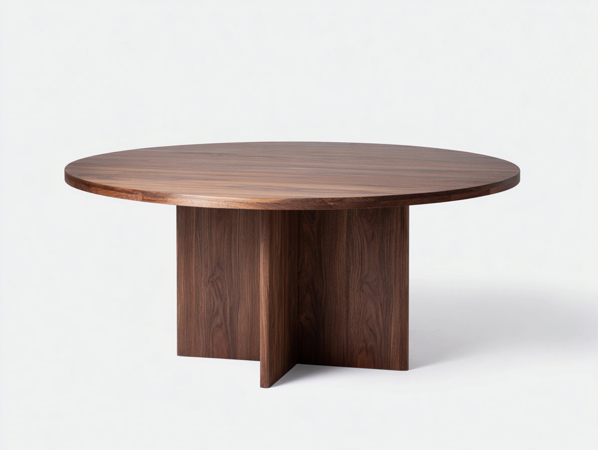 Tavolino Da Caffè 110×110×43 cm - legno noce - piano circolare con base a pannelli incrociati per soggiorno