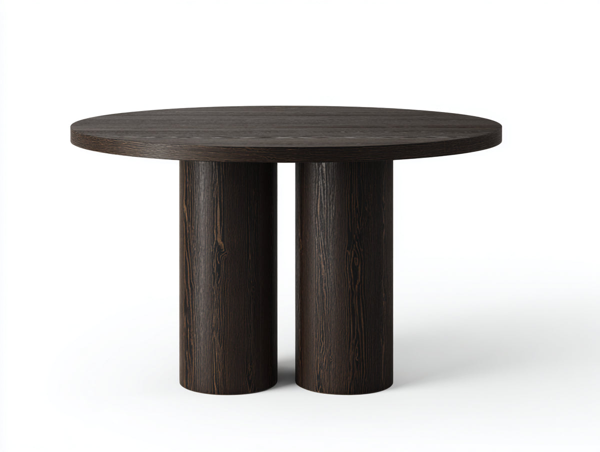 Tavolino Da Caffè 95×95×44 cm - legno marrone ebano - piano rotondo con doppio sostegno cilindrico per soggiorno