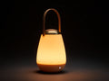 Lampada Da Scrivania portatile 18×18×32 cm - diffusore opalino e manico in pelle marrone - luce LED avvolgente per camera da letto