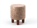 Poggiapiedi imbottito 45×45×50 cm - tessuto beige e marrone - forma cilindrica morbida per camera da letto