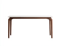 Console 135×38×78 cm - piano bianco effetto pietra e legno marrone scuro - profilo curvo minimale per camera da letto