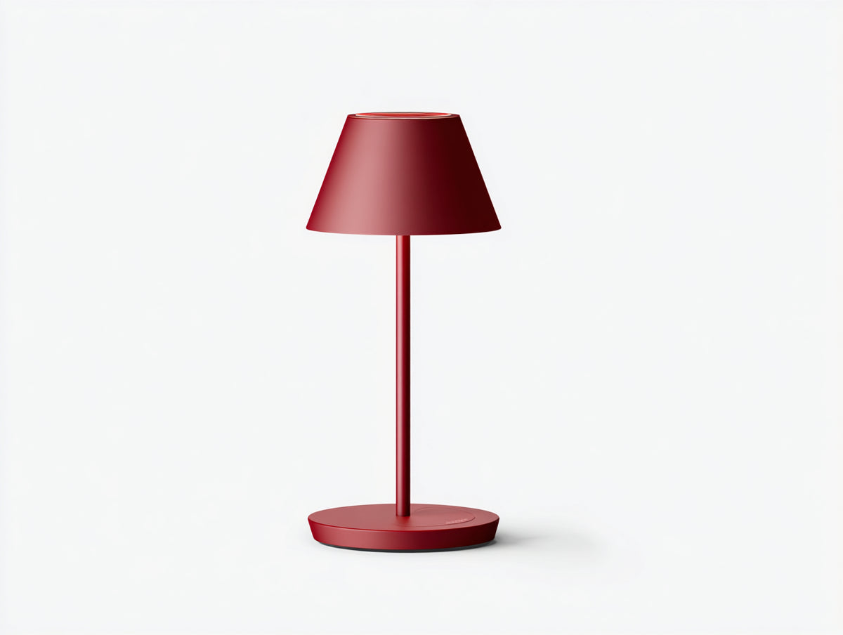 Lampada da scrivania 32×28×55 cm - metallo rosso - paralume conico e base ovale per camera da letto