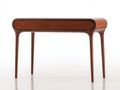 Console da camera 135×42×82 cm - legno marrone scuro e rivestimento marrone - stile contemporaneo con contenimento