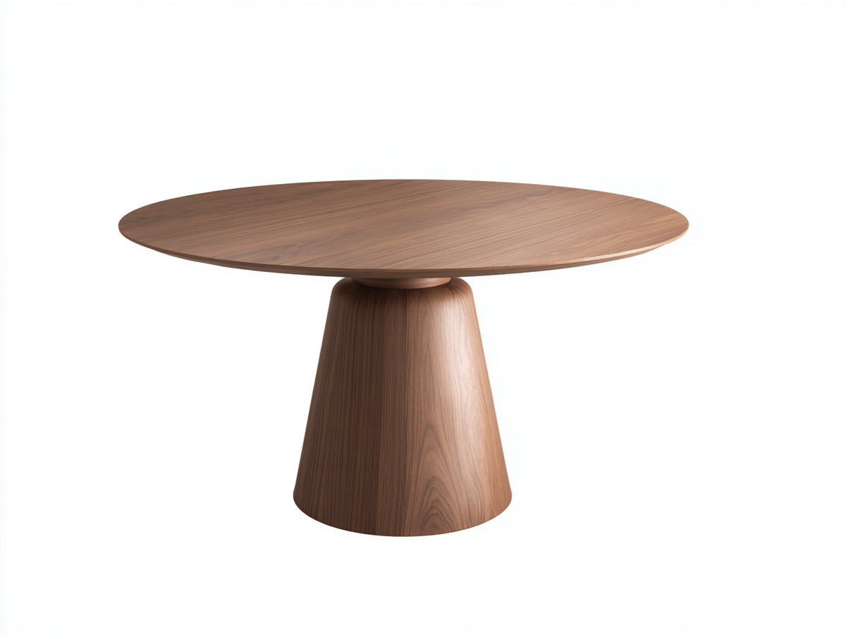 Tavolino Da Caffè rotondo 100×100×45 cm - legno noce - base conica per soggiorno