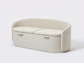 Panca imbottita 122×48×62 cm - tessuto crema - contenitore curvo per camera da letto