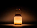 Lampada Da Scrivania ricaricabile 18×18×29 cm - diffusore opalino e pelle marrone scuro - forma arrotondata con manico corto per camera da letto